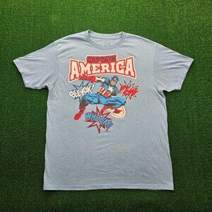 Marvel Tshirt Mens Large Blue Short Sleeve Avengers Captain America Superhero